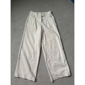 American Eagle Outfitters Wide Leg Trousers Beige Pleated High Rise Stretch 000